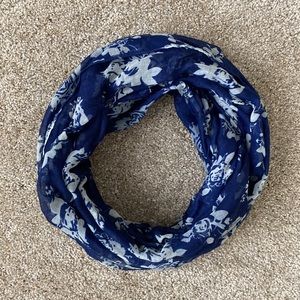Charlotte Russe Blue and White Floral Infinity Scarf